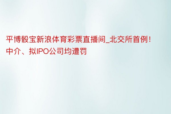 平博骰宝新浪体育彩票直播间_北交所首例！中介、拟IPO公司均遭罚