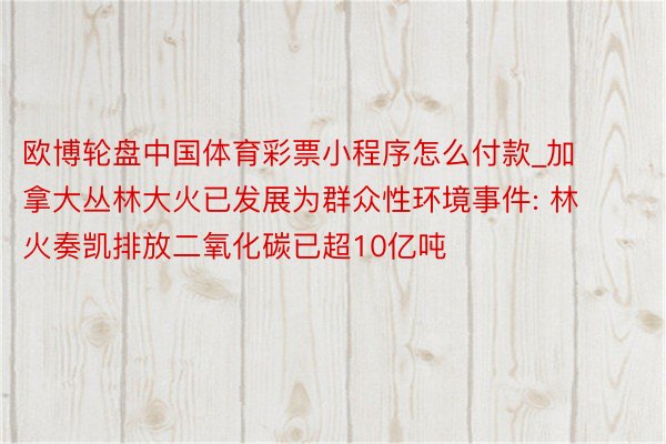 欧博轮盘中国体育彩票小程序怎么付款_加拿大丛林大火已发展为群众性环境事件: 林火奏凯排放二氧化碳已超10亿吨