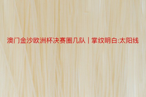 澳门金沙欧洲杯决赛圈几队 | 掌纹明白:太阳线